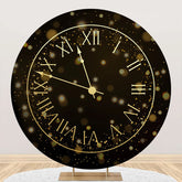 Aperturee - Round Black Bokeh Laeacco Clock Birthday Backdrop